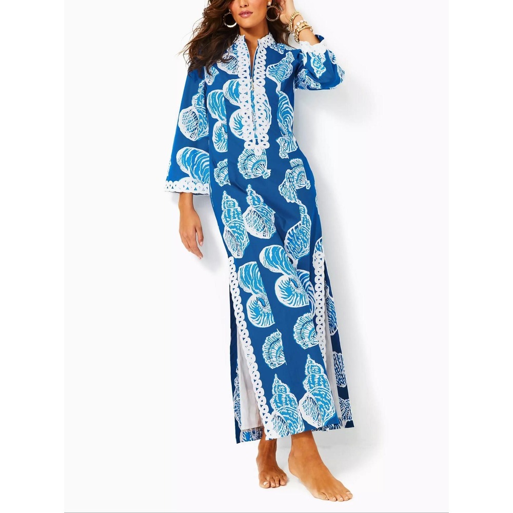 Lilly Pulitzer Shealyn 3/4 Slevve STR Shell of a Good time  Barton blue 10 NWT